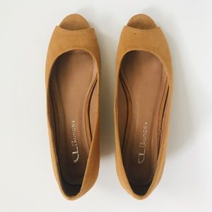 Mustard Yellow Peep Toe Kitten Heels